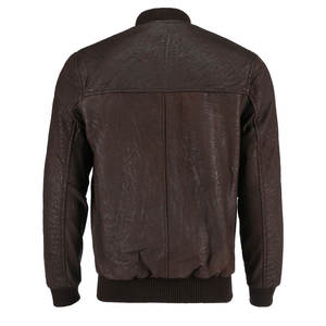 Chaqueta de Cuero Tipo Bomber Marrón para Mujer, Cuello Alto Personalizado, Puños Acanalados, Marca OEM, Prenda Exterior de Cuero Genuino a la Moda - Product Image 5