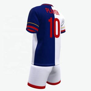 Conjunto de Camiseta de Fútbol Unisex Personalizada, Manga Corta, Cuello en V, 100% Poliéster, Rayas Rojas y Negras, Sublimación 3D, Absorbe la Humedad, Deportiva - Product Image 2