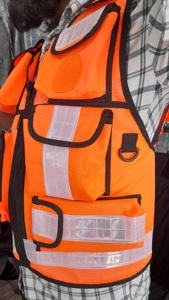 Safety Vest Custom Demand Front Zipper Mesh Multifunctional Pockets Reflective Safety Clothing LED <b>Flash</b> Tactical Security Vest - Product Image 5