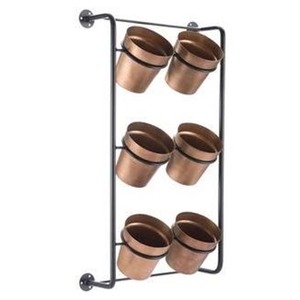 Vintage Metal Flower Cart Planter <b>Stand</b> with Gold Plated Frame and White <b>Pots</b> for Indoor Outdoor Garden Use - Product Image 2