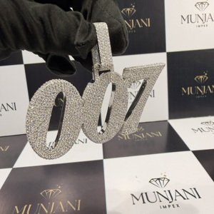 Colgante de Diamante con Corte Brillante Chapado en Oro de Plata S925 con Número Personalizado, Dijes de Moissanita VVS Iced para Rapper, Unisex, Certificado IGI, para Fiesta - Product Image 4