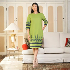 Elegante Vestido Verde de Lino para Mujer - Product Image 1