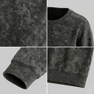 เสื้อสเวตเชิ้ตคอกลมโอเวอร์ไซส์สำหรับผู้หญิง สีพื้น ผ้าถัก แขนยาว ป้องกันขนร่วง ใส่ได้ในฤดูใบไม้ร่วง ผลิตจากผ้าฝ้าย 100% - Product Image 4
