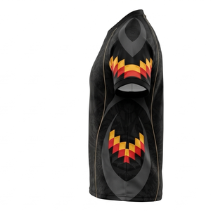 Maillot de football en sublimation noir, or et diamant |   Manches courtes |   Coupe athlétique |   Impression personnalisée complète |   Sapeemo Sports OEM - Product Image 2
