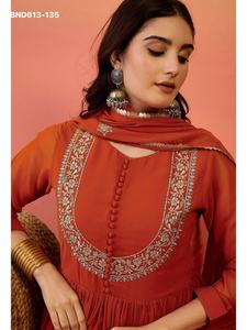 Último Diseño de Traje Indio de Georgette con Bordado, Conjunto de 3 Piezas (Vestido, Pantalón y Dupatta) para Mujer, Exportador de Moda India - Product Image 6