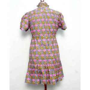 Women Floral Print Short <b>Dress</b> Boho Chic Summer Midi <b>Dress</b> Casual Beach Vacation Outfit Lightweight Party Wear 100% Cotton - Product Image 6