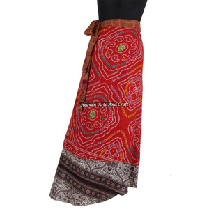 38 Inch 2026 Fashion for Women 2 Layered Art Silk Sari Reversible Summer Beach Wear Magic <b>Wrap</b> <b>Skirts</b> Wholesale Discount!!! - Product Image 2