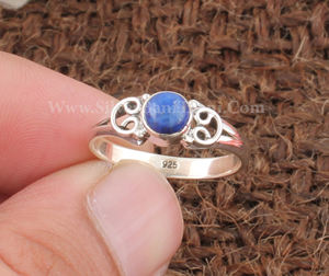 Anillo de Lapislázuli Natural en Plata de Ley 925 para Hombre y Mujer, Gema Cabujón, Banda para el Dedo, Joyería Fina Clásica para Boda, Venta al Por Mayor - Product Image 2