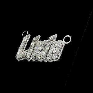 Pendentif en argent massif Hip Hop véritable S925 personnalisé en usine pendentif lettre en diamant Moissanite VVS1D pour hommes - Product Image 4