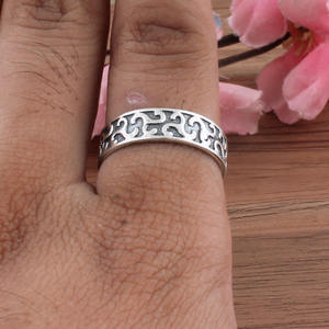 Wholesale Handmade 925 Sterling <b>Silver</b> Classic <b>Wedding</b> Meditation Anxiety Fidget Boho Wide Band Worry <b>Ring</b> Women <b>Men</b> Party - Product Image 1