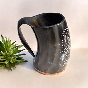 แก้วเขาสัตว์สไตล์ยุคกลาง งานฝีมือแบบไวกิ้ง แกะสลักลายสัตว์ธรรมชาติ สำหรับคอสเพลย์ การแสดงบทบาทสมมติ และตกแต่งบ้านสไตล์ชนบท - Product Image 4