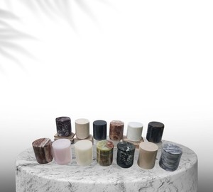 Pot à bougie en onyx marbré poli, écologique, luxe, pierre naturelle, fait main, décoration d'intérieur, vente en gros - Product Image 1