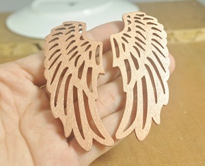 Wooden Angel <b>Wings</b> Cutout Decor <b>Earrings</b> Supply Natural Finish For DIY Projects - Product Image 4