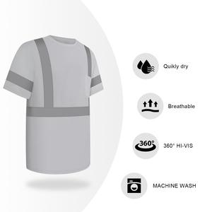 Camiseta de Seguridad de Alta Visibilidad para Hombre, Tela de Poliéster, Logotipo Impreso Personalizado, Luz LED Intermitente, Servicio OEM/ODM, Camisetas Altamente Reflectantes - Product Image 2