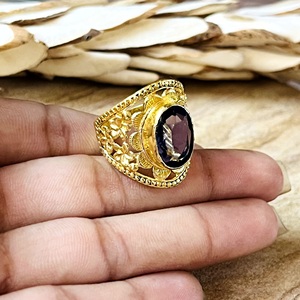 2026 Latest Design Boho Floral Amethyst <b>Ring</b> Tribal Brass <b>Rings</b> Women 18k Gold Plated Filigree <b>Statement</b> Jewelry Wholesale/OEM - Product Image 6