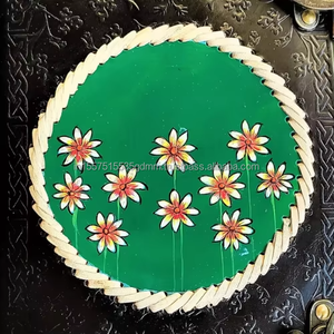 Atlasease Handmade Hand Painted Black Leather Journal Colorful Flower Art Vintage Customizable Notebook Dual Metal <b>Lock</b> Cord - Product Image 6