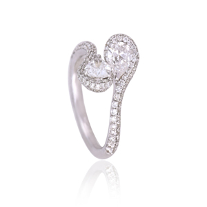<b>Gold</b> Diamond <b>Ring</b> 925 White Elegant Two Tone Pear Shape Halo Statement <b>Cocktail</b> <b>Ring</b> Trendy Wedding Party Gift Fine Jewelry - Product Image 6