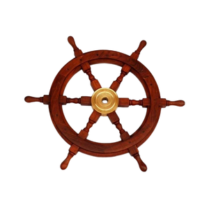 Timón de Barco de Madera de Lujo Hecho a Mano, Decoración Náutica Pulida, Regalo Coleccionable para el Hogar - Product Image 1