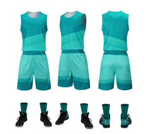 Uniforme de basket-ball à séchage rapide Maillots réversibles personnalisés noirs et shorts en tissu de maille respirante - Product Image 1