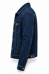 Veste en jean bleu foncé pour homme, 100% coton, coupe classique, fermeture à boutons, style décontracté, vêtement d'automne, coupe-vent, écologique, vintage - Product Image 2