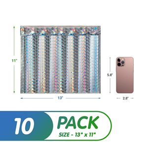 Olografico metallico 13X11 pollici bollettini a bolle da 10 confezioni in poli cosmetici opachi chiusura auto-sigillanti per cosmetici impermeabili - Product Image 2