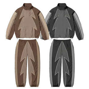 Ensemble de survêtement sportif unisexe de qualité supérieure, vert, imprimé étoiles géométriques, fermeture éclair intégrale, respirant, en polyester, pour l'automne - Product Image 3