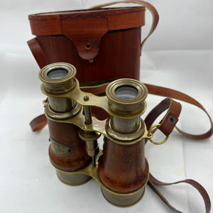 Jumelles d'imitation antique, faites à la main, avec housse en cuir poli et lustré, ceinture en laiton massif, cadeaux - Product Image 1