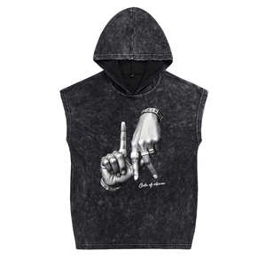 Sudaderas sin mangas estilo vintage lavadas, con patrón de gestos, informales y deportivas, con elementos rebeldes, para venta al por mayor - Product Image 1