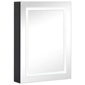 Armoire de salle de bain en MDF anthracite avec miroir LED, taille moyenne, finition mélamine - Product Image 2