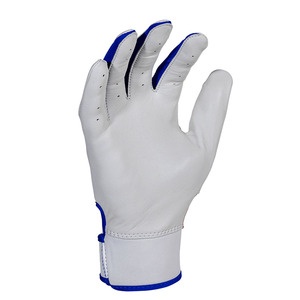 Baseball Batting <b>Gloves</b> White <b>Red</b> Blue Leather Breathable Flexible Grip Secure Fit Adjustable Wrist OEM Factory - Product Image 2