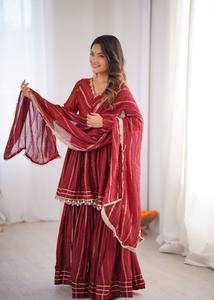 Ensemble Kurti Sharara avec travail de miroirs pour femmes, collection export, vêtements de fête - Product Image 5