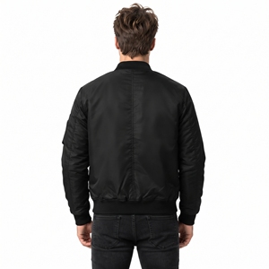 OEM Kundenspezifischer Logodruck Herren Bomberjacken Reißverschluss Stehkragen Nylon Polyester Jacken Leichte MA1 Fliegerjacke für Männer - Product Image 3