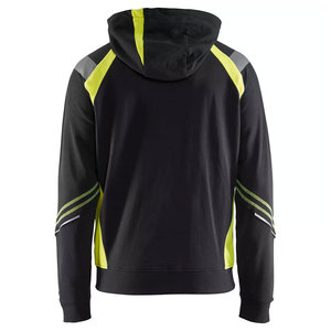 Sweat-shirts à capuche de travail réfléchissants noirs à manches longues haute visibilité personnalisés pour l'hiver avec fermeture éclair - Product Image 2