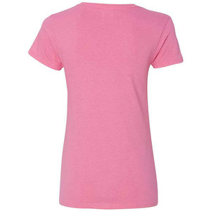 T-shirt rose col en V pour femme – Chic, logo minimaliste, coton doux, coupe ajustée, décontracté, streetwear d'été, vente en gros - Product Image 3