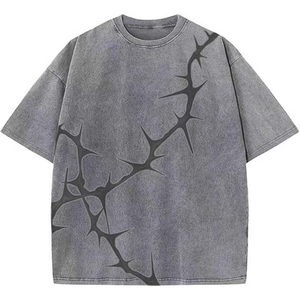 เสื้อยืดผ้าฝ้ายสีเทาขนาดใหญ่พิเศษสำหรับผู้ชาย พิมพ์ลายหัวใจหนาม แขนสั้นลำลอง ผ้าถักแบบซักแล้ว เสื้อฤดูร้อน - Product Image 2