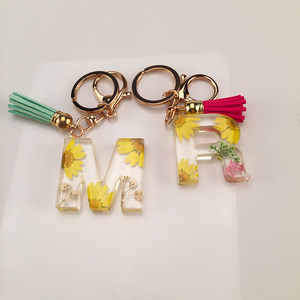 Hot Selling Traditional Acrylic Resin 26 <b>Initials</b> Pendant Keychain Flower Shell Amber Handbag Charm Gift Handcrafted High - Product Image 2
