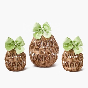 Mejor venta moderna jacinto de agua ratán huevo de Pascua Decoración de mesa huevo rectangular de varios tamaños con cinta Vietnam al por mayor - Product Image 3