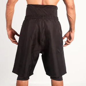Wholesale Premium Islamic Modest Awrah Shorts Men Double <b>Layer</b> High Waist Solid Vintage Breathable Eco-Friendly Board Shorts - Product Image 5