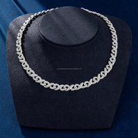 Nouveauté : Chaîne cubaine en argent sterling 925 plaqué or blanc avec diamants Moissanite VVS pour mariage, fête ou cadeau