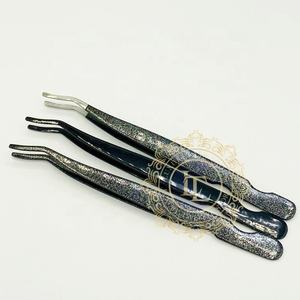 High Quality Stainless Steel Eyelash Extension <b>Applicator</b> Tweezers Black Silver Glitter New Style Private <b>Label</b> Product - Product Image 1