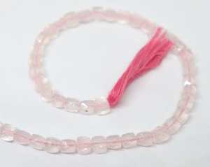 Cuentas facetadas de cuarzo rosa natural, cuentas facetadas 3D de cuarzo rosa de 5-5.5MM, cuentas de cuarzo rosa en forma de caja para la fabricación de joyería al por mayor. - Product Image 6