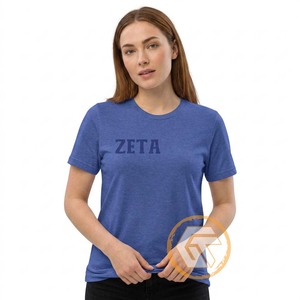 T-shirts décontractés pour femmes GREEK TREASURES Zeta Phi Beta Sorority, haute qualité, respirants, 100 % coton, col rond, courts, brodés - Product Image 2