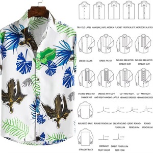 Men's <b>Short</b> <b>Sleeve</b> Digital Printed Cotton Casual Shirt V-neck Summer Breathable Knitted <b>Button</b>-<b>Up</b> Eco-Friendly Quick Dry 140g - Product Image 4
