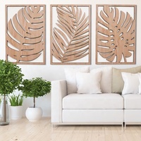 Décor mural en bois de style religieux, feuilles de Monstera découpées au laser, 5 mm, cadeau de table, thème Amour, artisanat vietnamien Delarchi