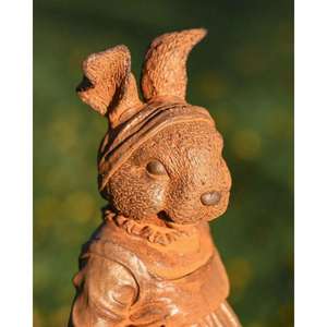 Statue de lièvre rustique, fournitures pour la décoration de la ferme, lièvre antique décoratif avec fleurs, sculpture, prix d'usine - Product Image 2