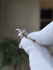 Pear Cut Lab Grown Diamond IGI Certified Floral <b>Cluster</b> Ring 0.35 Ct 14K Gold Twisted Split Shank Promise Anniversary Jewelry - Product Image 4