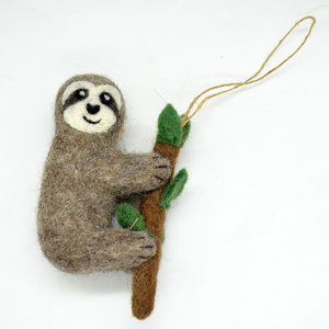 Handmade Wool Felt Sloth Hanging <b>Ornament</b> Set – Eco Friendly Animal Decoration for <b>Nursery</b>, Christmas Tree & Home Decor - Product Image 1