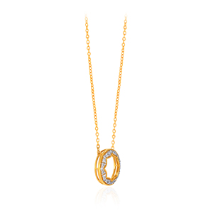 Collier pendentif cercle en or 14 carats avec diamant et design étoile ouverte, bijou pendentif diamant halo étincelant pour femme - Product Image 3