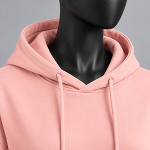 <b>Women's</b> <b>Pink</b> Cotton Fleece Pullover <b>Hoodie</b> Dress Sweatshirt Drawstring Hood Front Pocket Winter Casual Long Full Sleeves - Product Image 6