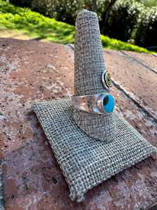 Paige Wallace Turquoise <b>Adjustable</b> <b>Ring</b> Handmade Sterling Silver Southwestern Boho Statement Jewelry Artisan Gift for Her - Product Image 4